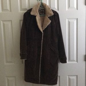 Faux fur trimmed coat
